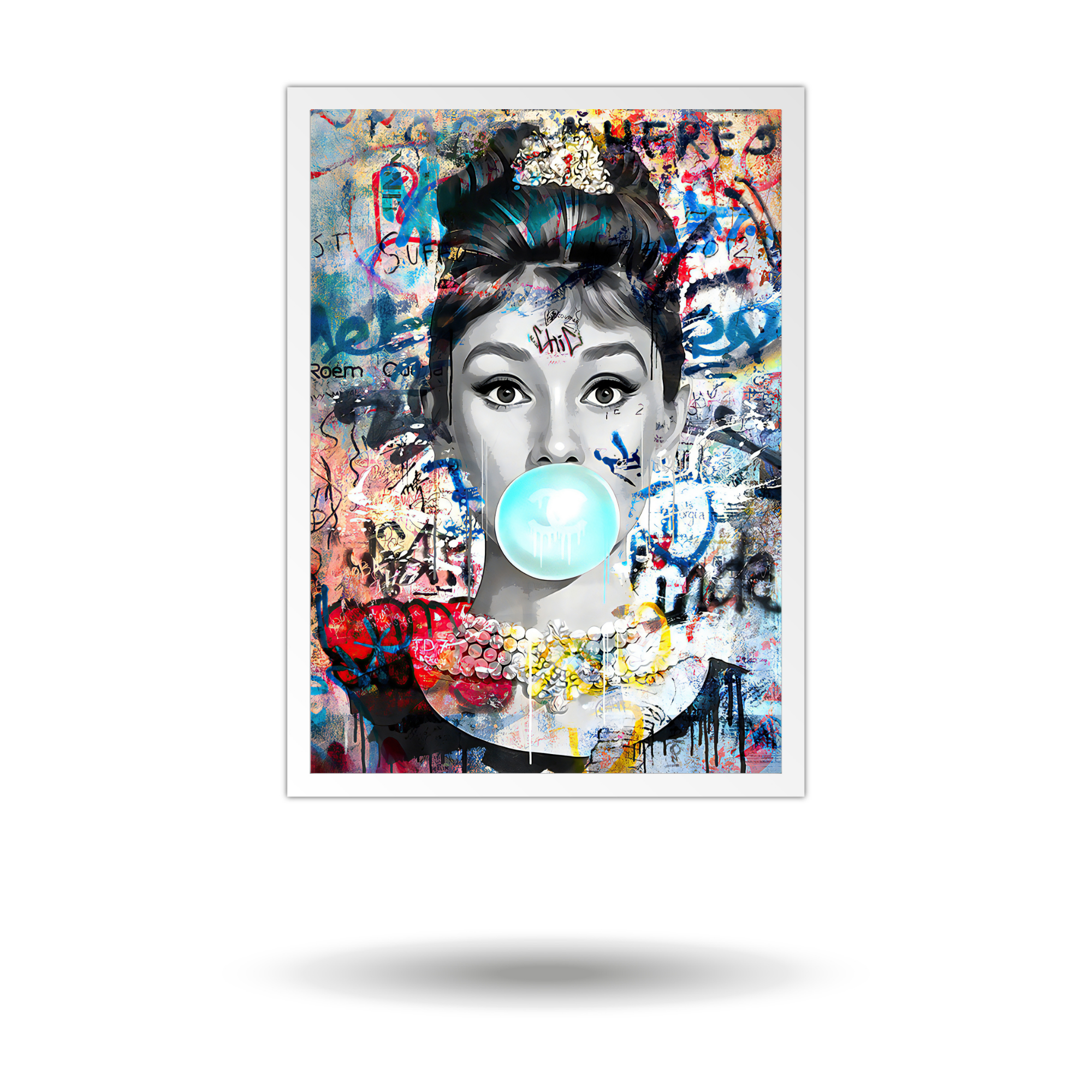 Wonderful Bubble Gum Wall Art – Famous Marilyn & Audrey Canvas - Mycanvart