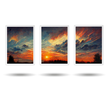 Sunset Glow 3-Piece Canvas Wall Art – Serene & Vibrant Modern Wall Art  Decor