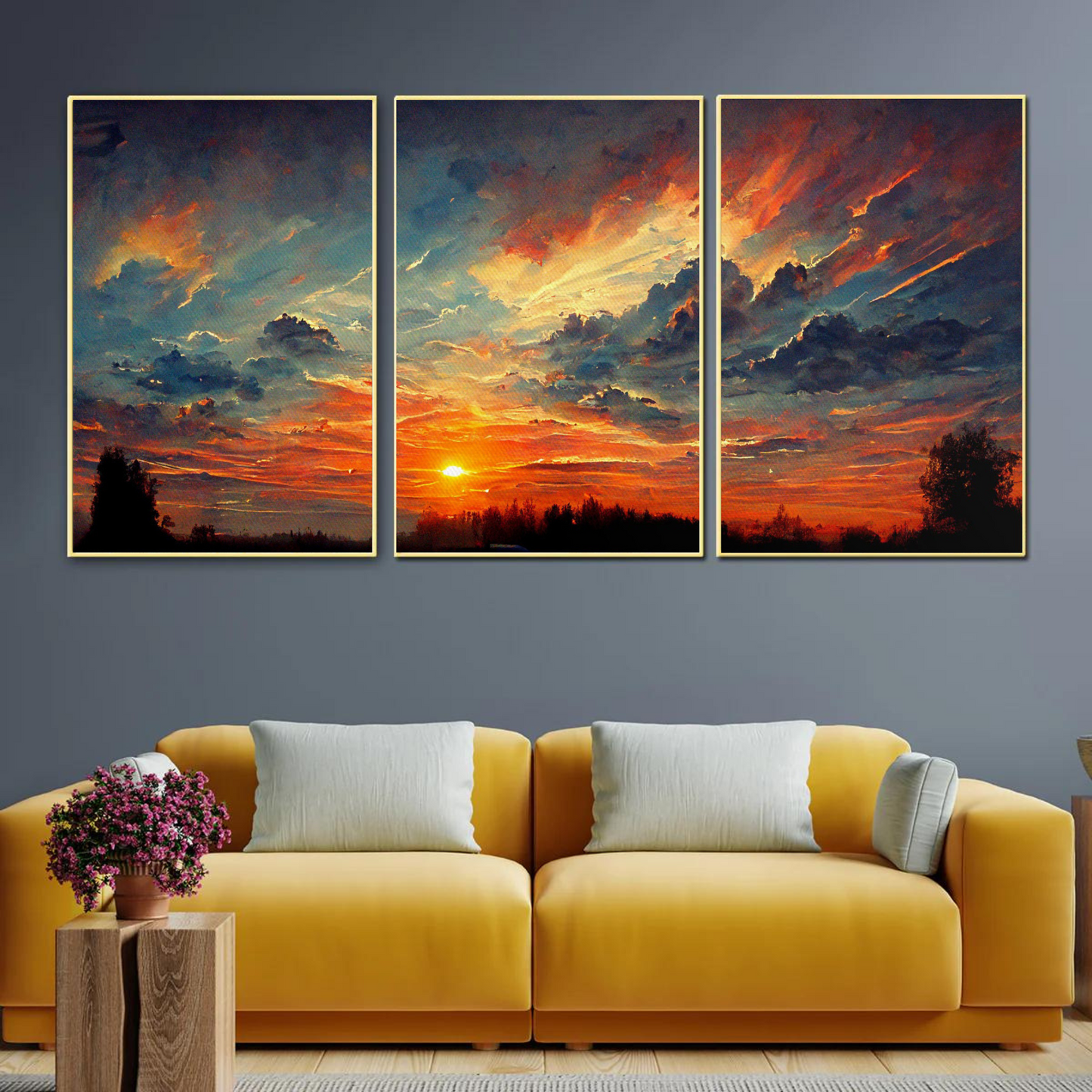 Sunset Glow 3-Piece Canvas Wall Art – Serene & Vibrant Modern Wall Art  Decor