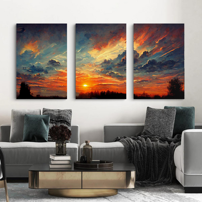 Sunset Glow 3-Piece Canvas Wall Art – Serene & Vibrant Modern Wall Art  Decor