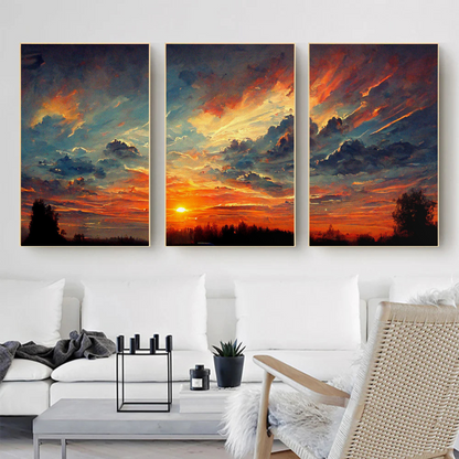 Sunset Glow 3-Piece Canvas Wall Art – Serene & Vibrant Modern Wall Art  Decor