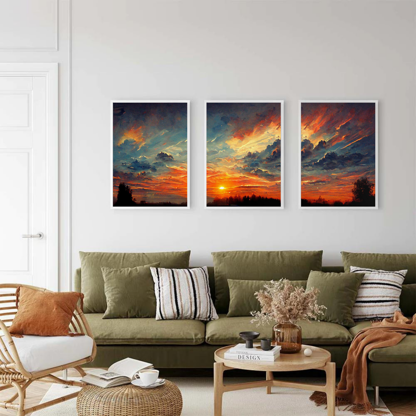 Sunset Glow 3-Piece Canvas Wall Art – Serene & Vibrant Modern Wall Art  Decor