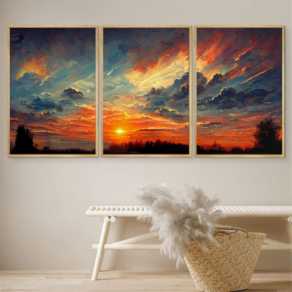 Sunset Glow 3-Piece Canvas Wall Art – Serene & Vibrant Modern Wall Art  Decor