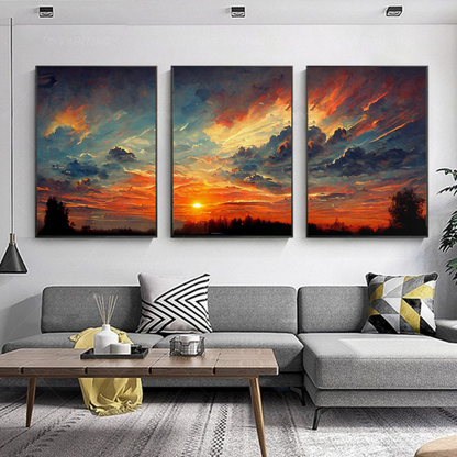 Sunset Glow 3-Piece Canvas Wall Art – Serene & Vibrant Modern Wall Art  Decor