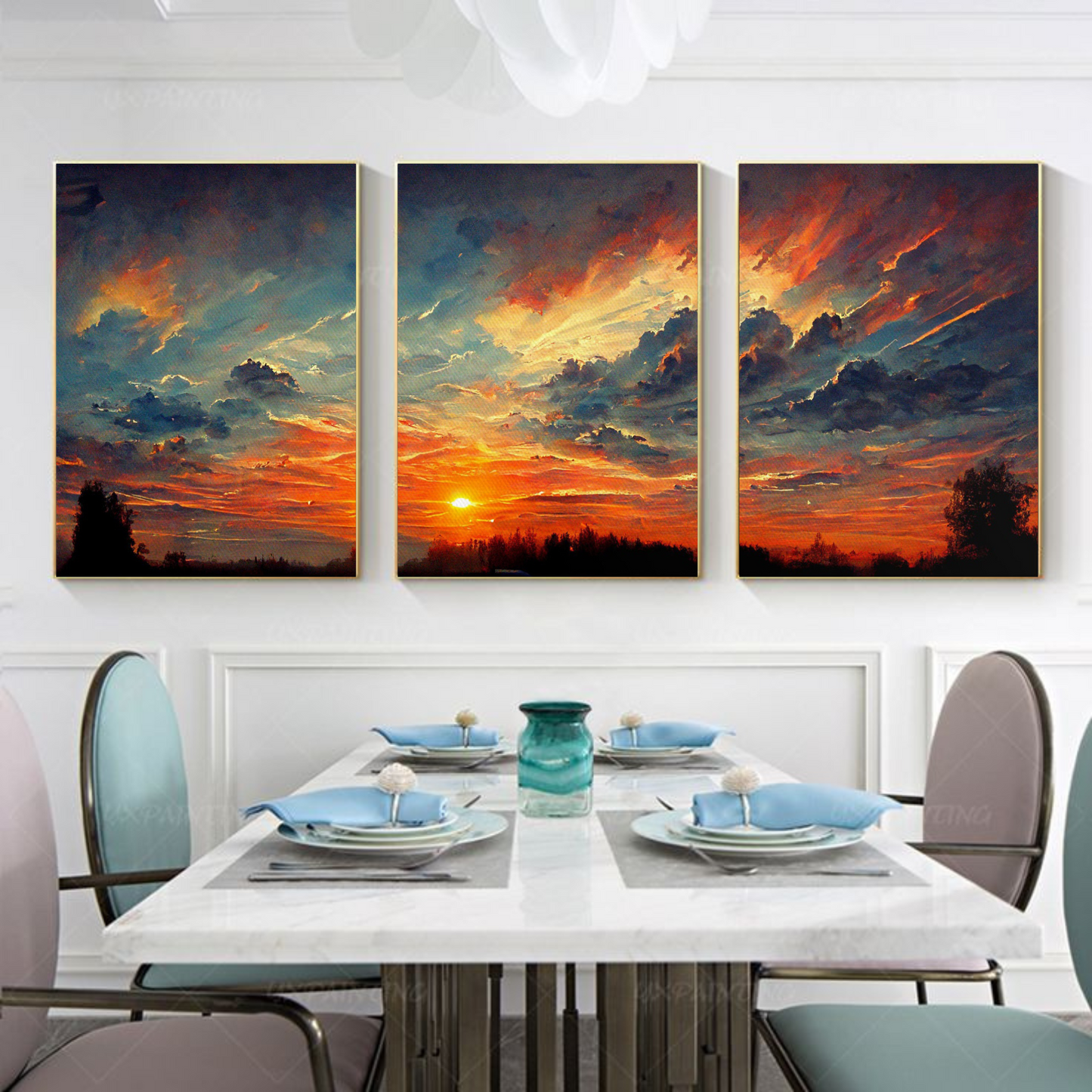 Sunset Glow 3-Piece Canvas Wall Art – Serene & Vibrant Modern Wall Art  Decor