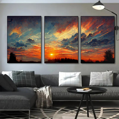 Sunset Glow 3-Piece Canvas Wall Art – Serene & Vibrant Modern Wall Art  Decor